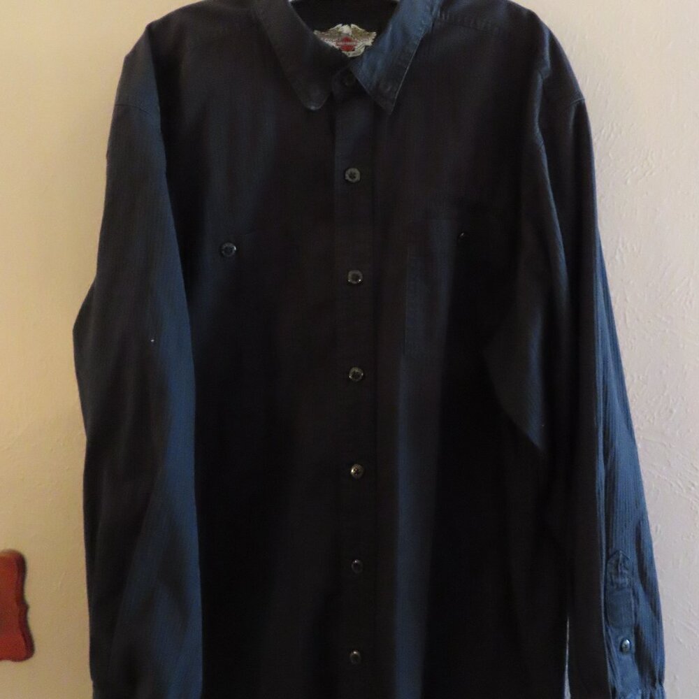 Harley Davidson Men's Long Sleeve Shirt; Black; Buttons; Size XL